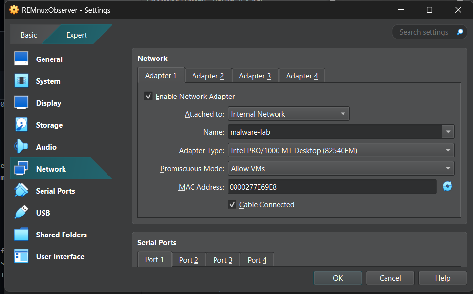 REMnux network config