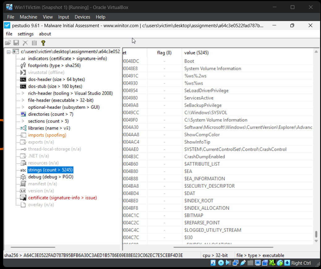 PEStudio strings list