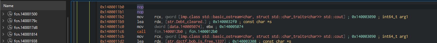 Disassembly after patching: jne replaced with two NOP instructions at 0x1400011b0 and 0x1400011b1